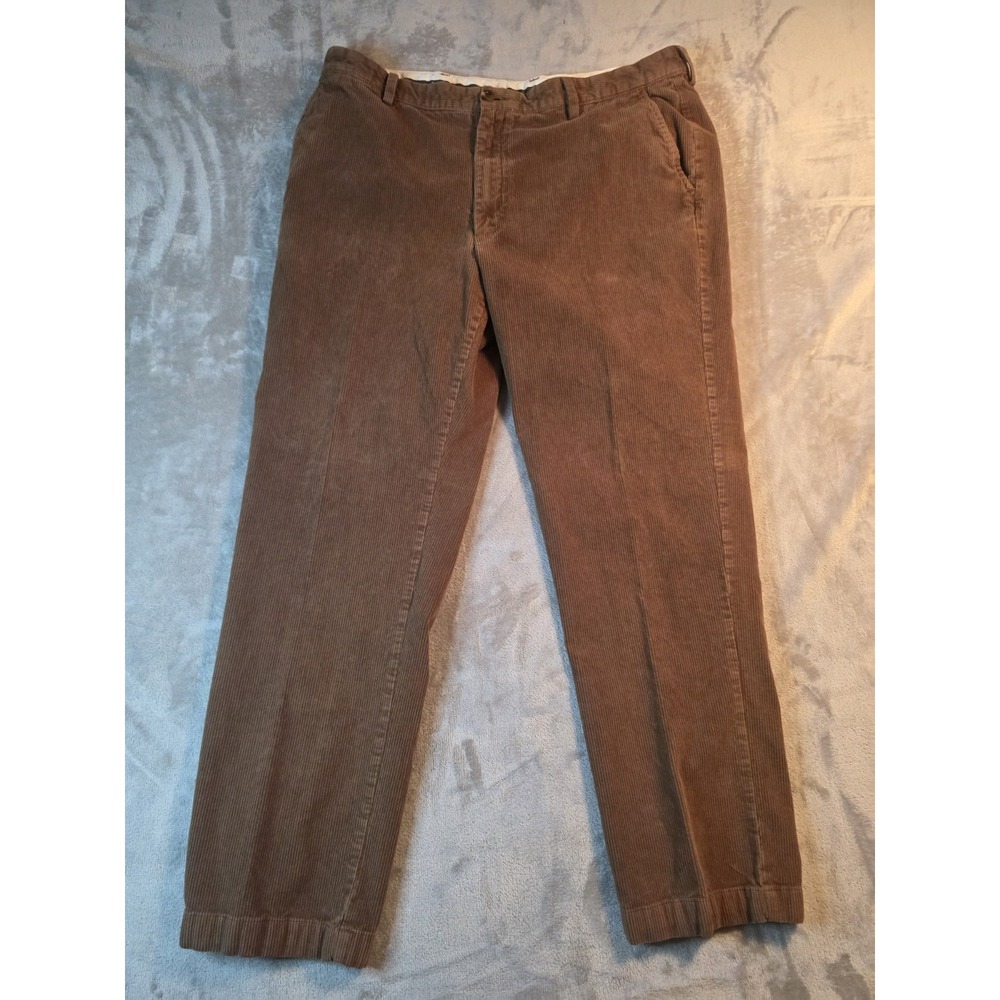 L.L.Bean Mens Corduroy Pants 40x32 Brown Classic Fit Flat Front Casual